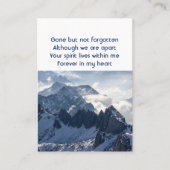 Carte De Visite Mountains Alpine Home Memorial Pocket Keepsake (Devant)