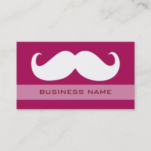 Carte De Visite Moustache blanche amusante et rouge clair