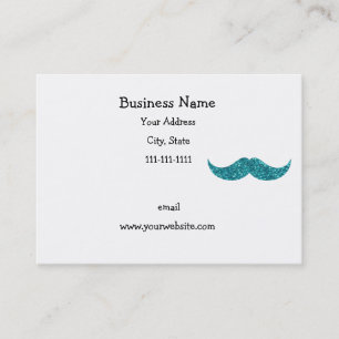 Carte De Visite Moustache de parties scintillantes de turquoise