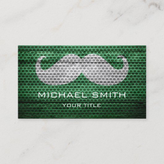 Carte De Visite Moustache drôle sur la texture bois (Devant)