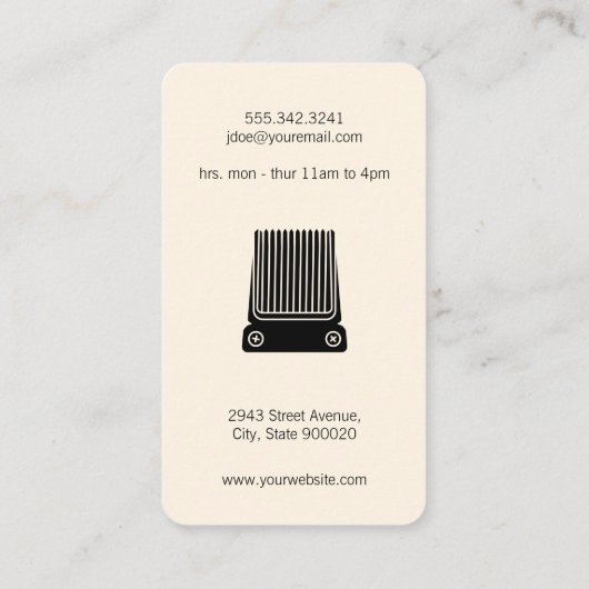 Carte De Visite Moustache en cuir noir et lame en barbre (Dos)