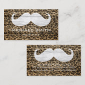 Carte De Visite Moustache Leopard sur la texture bois #6 (Devant / Derrière)