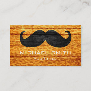 Carte De Visite Moustache sur le léopard Wood Texture #2