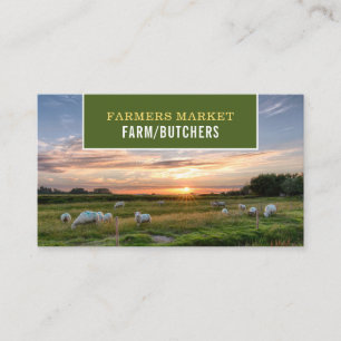 Carte De Visite Moutons en champ, fermier et boucher