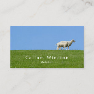 Carte De Visite Moutons sur l'herbe, l'agriculteur et le boucher