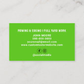 Carte De Visite Mouture de pelouse jaune vert (Dos)