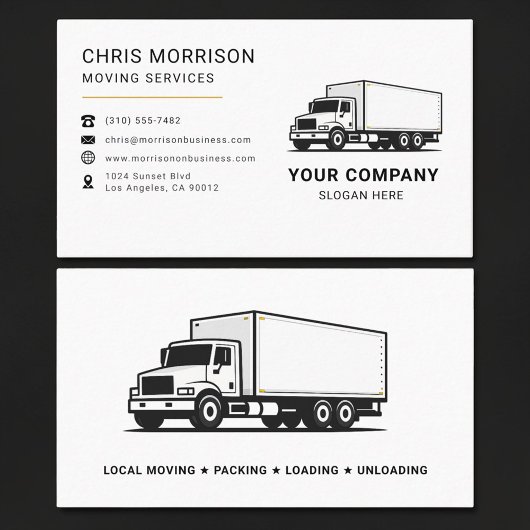 Carte De Visite Moving Services Truck