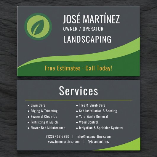 Carte De Visite Mowing Lawn Care Landscaping Service