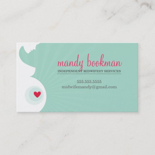 Carte De Visite MOYENNE-FEMME DOULA CARD ventre enceinte menthe ve (Devant)