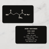 Carte De Visite MSG Monosodium Glutamate Molecule Formule chimique (Devant / Derrière)