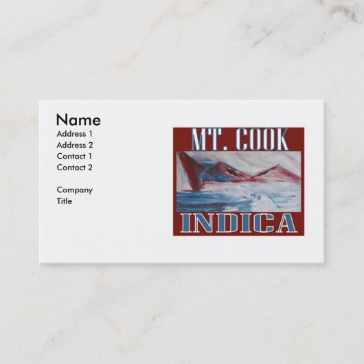 CARTE DE VISITE MT COOK INDICA (Devant)