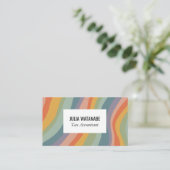 Carte De Visite Muet arc-en-ciel rayures QR Code Social Media Chic (Debout devant)