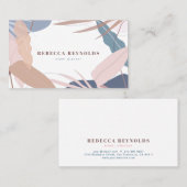 Carte De Visite Muet rose et bleu Feuille tropicaux moderne (Devant / Derrière)