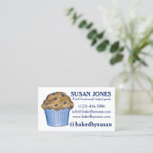 Carte De Visite Muffin Blueberry Cuit À La Boulangerie Pâtisserie (Debout devant)