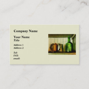 Carte De Visite Mug en étain et bouteille verte