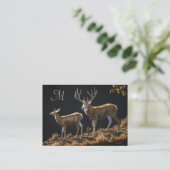 Carte De Visite Mule Deer Buck & Doe Monogramme (Debout devant)