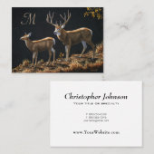 Carte De Visite Mule Deer Buck & Doe Monogramme (Devant / Derrière)