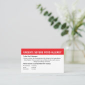 Carte De Visite Multiple Food Allergy Alert (Debout devant)