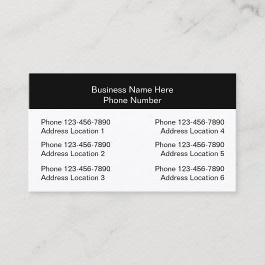 Carte De Visite Multiple Location Business Cards Design Layout (Devant)