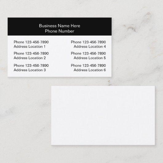 Carte De Visite Multiple Location Business Cards Design Layout (Devant / Derrière)