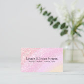 Carte De Visite Multiple QR Code 2 Names & Contact Pink Glitter (Debout devant)