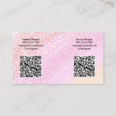 Carte De Visite Multiple QR Code 2 Names & Contact Pink Glitter (Dos)