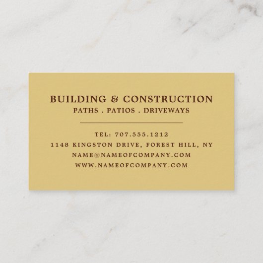 Carte De Visite Mur en briques, Constructeurs, Constructeurs (Dos)