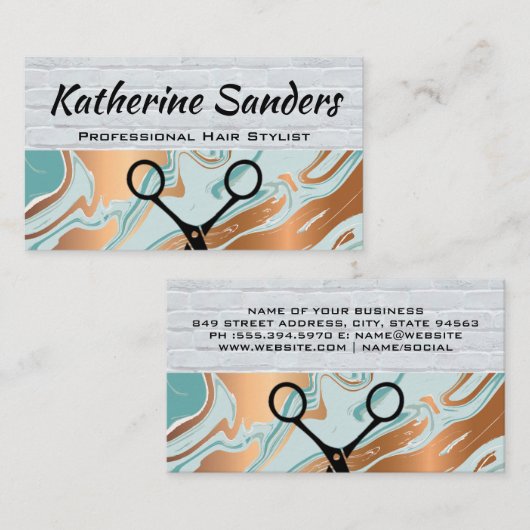 Carte De Visite Mur en briques | Liquify Marble | Ciseaux (Devant / Derrière)