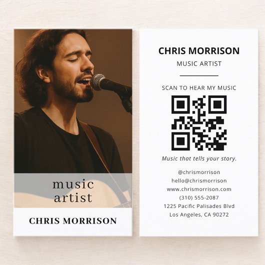 Carte De Visite Music Artist QR Code Photo
