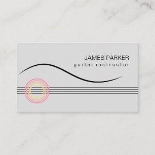 Carte De Visite Music Instructeur Logo de guitare minimaliste gris