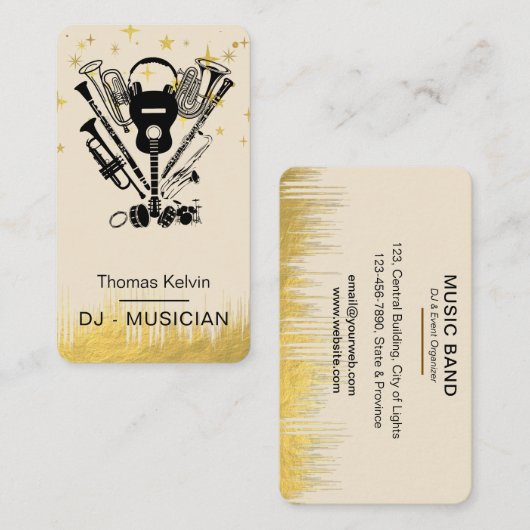 Carte De Visite Music Instruments Event Organizer DJs Player (Devant / Derrière)