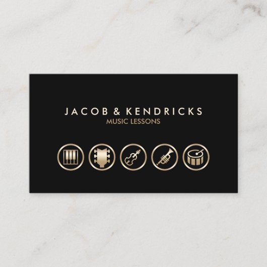 Carte De Visite Music Lessons Gold Icons BusinessCard (Devant)