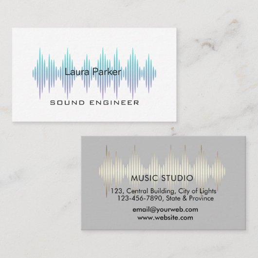 Carte De Visite Music Studio Professional Sound Engineer Minimal B (Devant / Derrière)