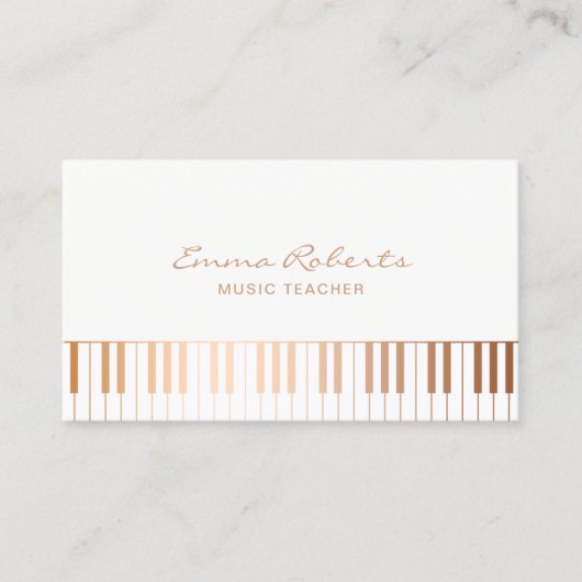 Carte De Visite Music Teacher Elegant Gold Piano Keys Musical (Devant)