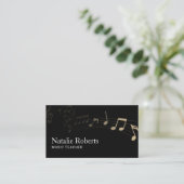 Carte De Visite Music Teacher Elegant Music Note Noir clair (Debout devant)