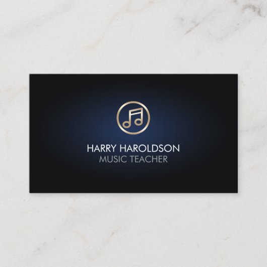 Carte De Visite Music Teacher Faux Gold Music Note Icon (Devant)