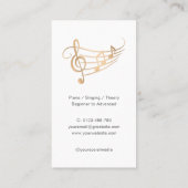 Carte De Visite Music Teacher Gold Elegant (Dos)