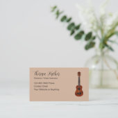 Carte De Visite Music Teacher Guitar Lessons Theme (Debout devant)