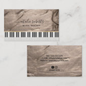 Carte De Visite Music Teacher Moderne Bronze Élégant Piano Keys (Devant / Derrière)