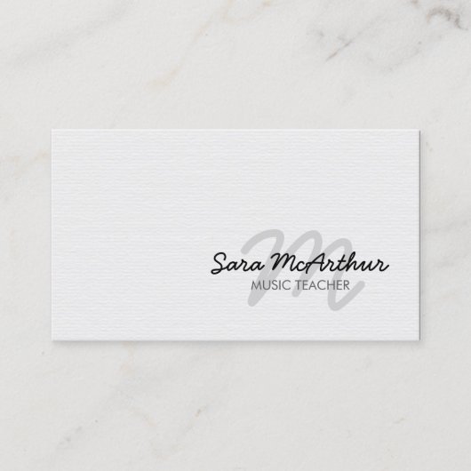 Carte De Visite Music Teacher Monogram Business Card (Devant)