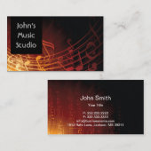 Carte De Visite Music Teacher Music Studio Élégant Musical (Devant / Derrière)