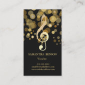 Carte De Visite Music Teacher Musical Clef Logo Black Glitter (Devant)