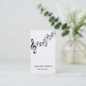 Carte De Visite Music Teacher Musical Clef Logo Black & White (Debout devant)