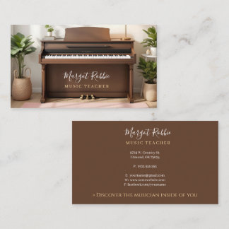 Carte De Visite Music Teacher | Pianist Business Card