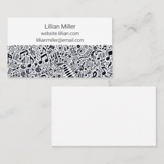 Carte de visite musical avec notes (Devant / Derrière)