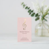 Carte De Visite Musical Clef Logo Vocalist Singer Blush Pink Music (Debout devant)