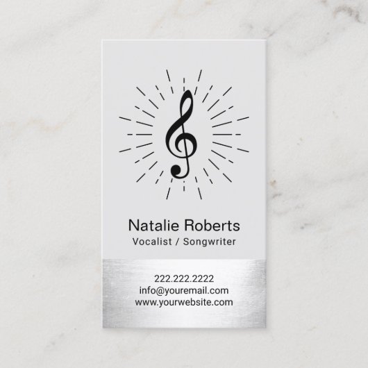 Carte De Visite Musical Clef Logo Vocalist Songwriter Musique (Devant)