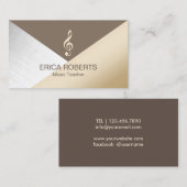 Carte De Visite Musical moderne d'argent de brun d'or de (Devant / Derrière)