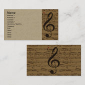 Carte De Visite Musical Treble Clef Sheet Musique Classique (Devant / Derrière)