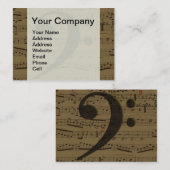 Carte De Visite Musical Treble Clef Sheet Musique Classique (Devant / Derrière)